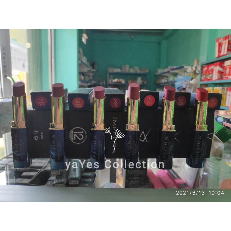 Implora Matte Lipstick 01 02 03 04 05 06 Lipstik Stik Cery mocha Plum Berry Peach Crush makeup Bibir