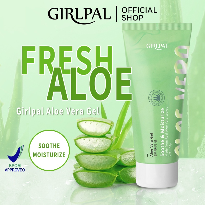 [BPOM] GIRLPAL Aloe Vera Gel 100g Soothing &amp; Moisture ( Wajah &amp; Body )