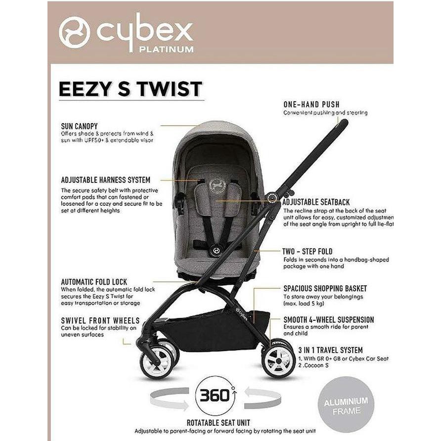 cybex eezy s twist lavastone black