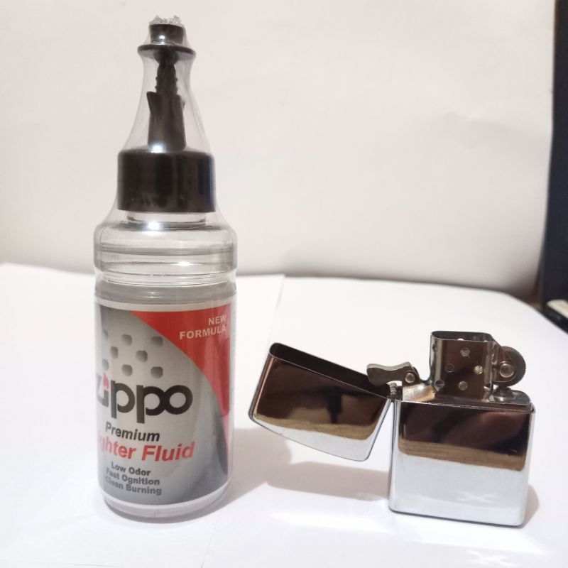 PAKET KOREK ZIPPO PLUS MINYAK - ZIPPO CROOM POLOS