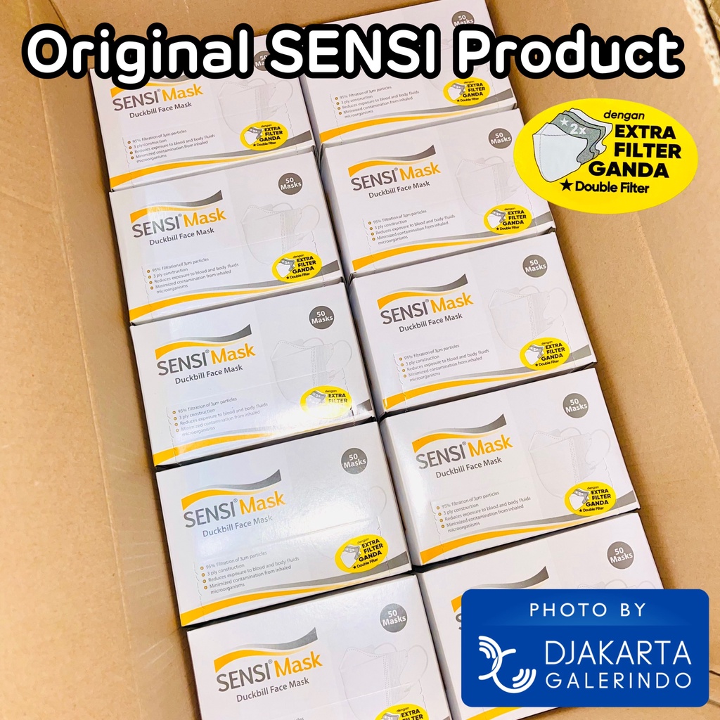 Masker Sensi Duckbill Original  - Sensi Duckbill XL Double Filter Ganda 3ply Original Sensi Box 50 pcs