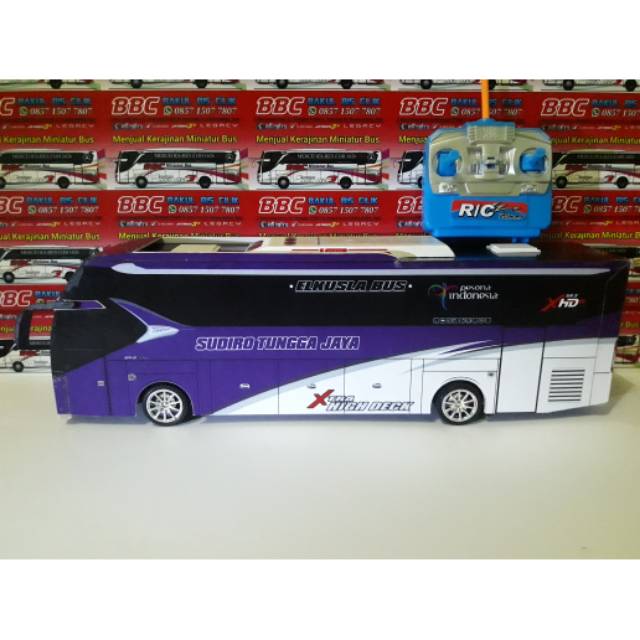 Miniatur bus RC sudiro tungga jaya STJ ARANSHA ( remot control ) DETIL RAPIH FULL TELOLET FULL STROB