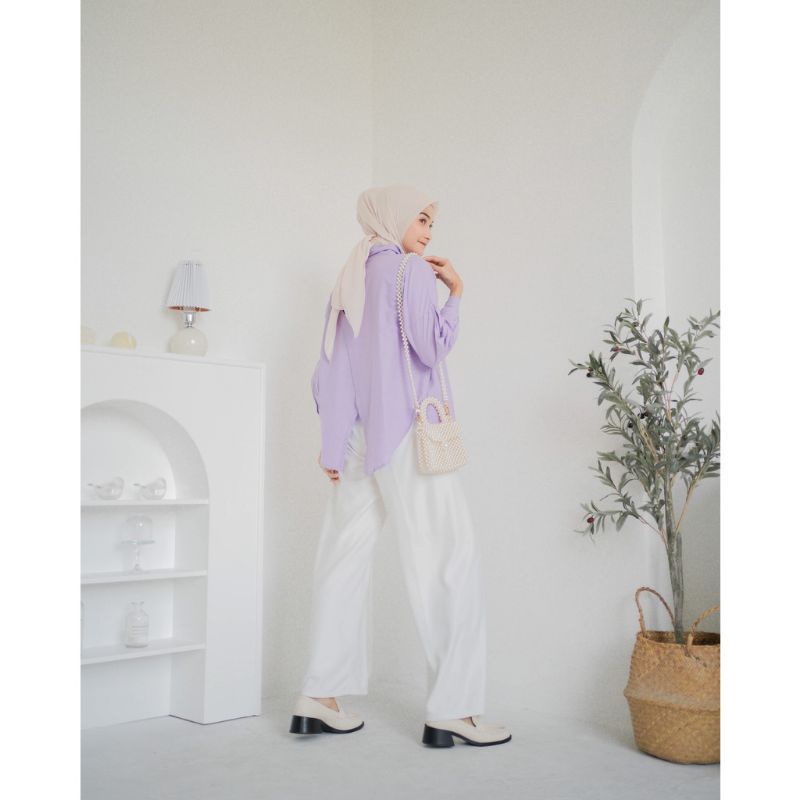 nelka linen shirt - baju atasan wanita- kemeja wanita oversize