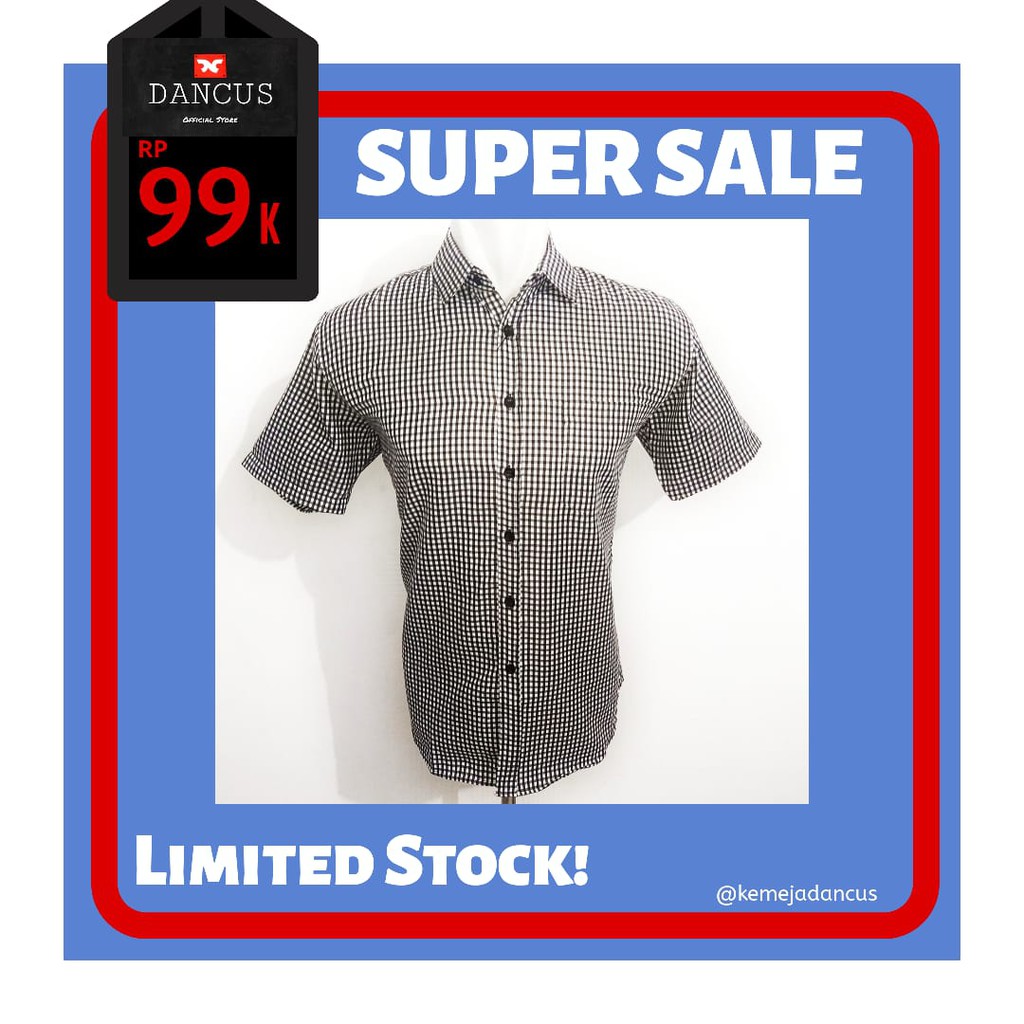 

Dancus - Promo 99rb Kemeja Tangan Pendek Pria Motif Kotak Kecil Hitam [Stok Terbatas]