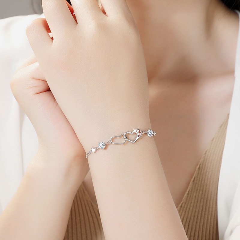 Korea Gelang Fashion Ganda Cinta Hati Bangle Wanita Perhiasan Aksesoris