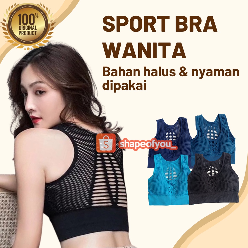 Jual Sport Bra Wanita Jaring Renda Tanpa Kawat Crop Top Beha Olah Raga