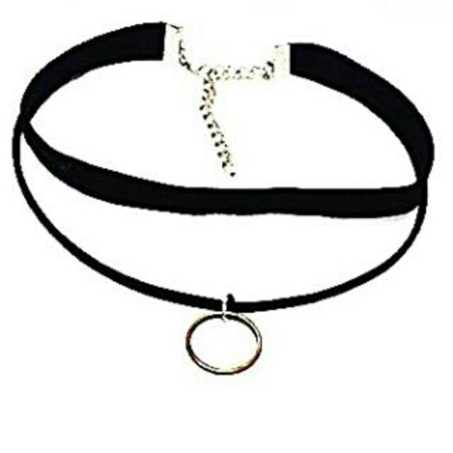 Double Bronze Ring Velvet Choker Necklace | Kalung Handmade Premium Collection