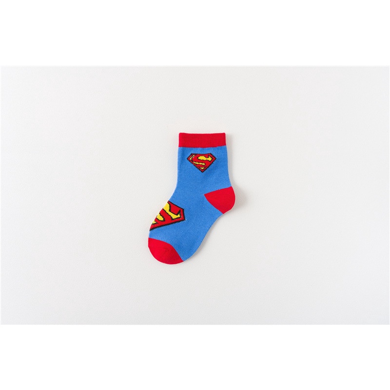 KAOS KAKI ANAK LAKI LAKI KARAKTER SUPERMAN SUPER HERO SOCK KIDS FASHION KOREA USIA 3-12 TAHUN Y12