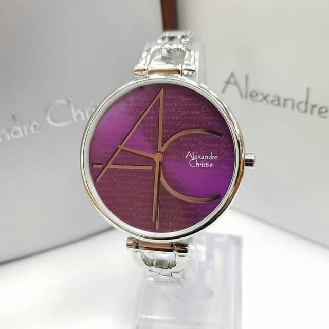 Jam Tangan Alexandre Christie Cewek Wanita AC 2722 AC2722 Silver Ungu Magenta Purple Original