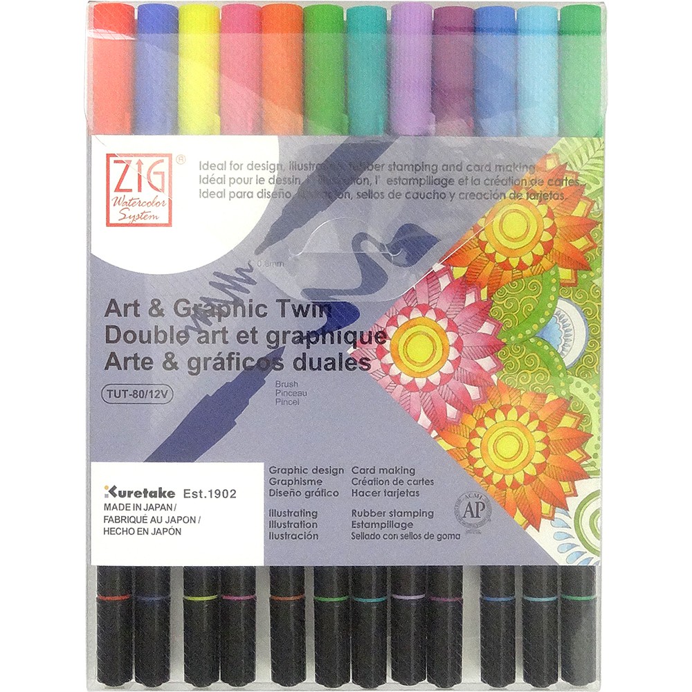 

ZIG ART & GRAPHIC TWIN 12 colors set Bright (TUT-80/12VBR)