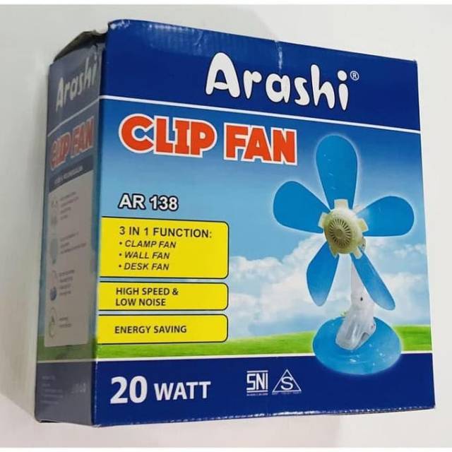 Kipas Angin jepit /Clip Fan Arashi 20 Watt