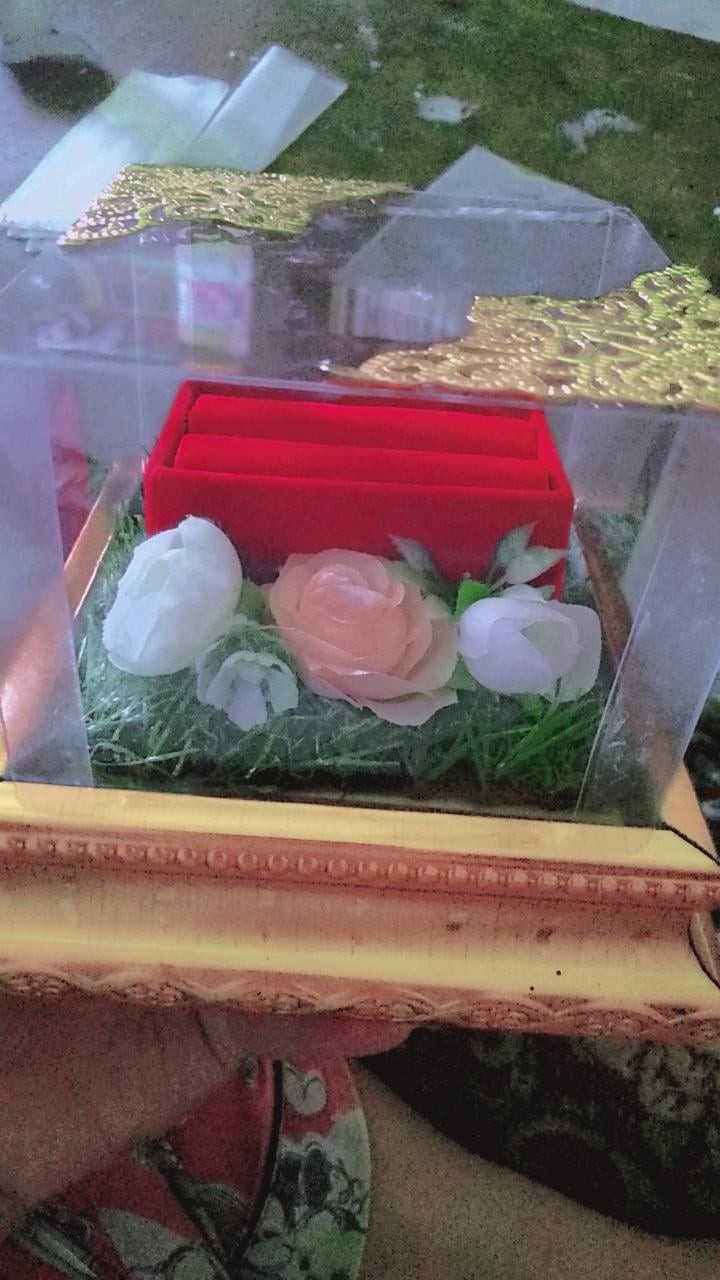 Tempat Cincin Ring Bearer Frame Ringbox Dengan Mika Rumput