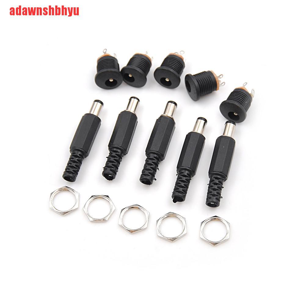 (Adawnshbhyu) 10pcs Adapter Konektor Soket Jack Female+Male Ukuran 5.5x