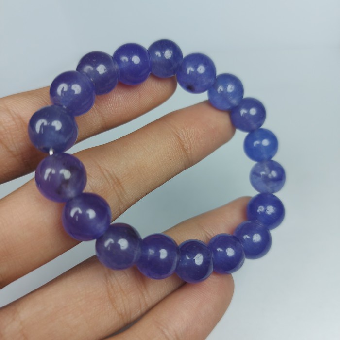 Gelang Giok cina asli warna warni jade wanita mineral quartz jade dyed - Ungu