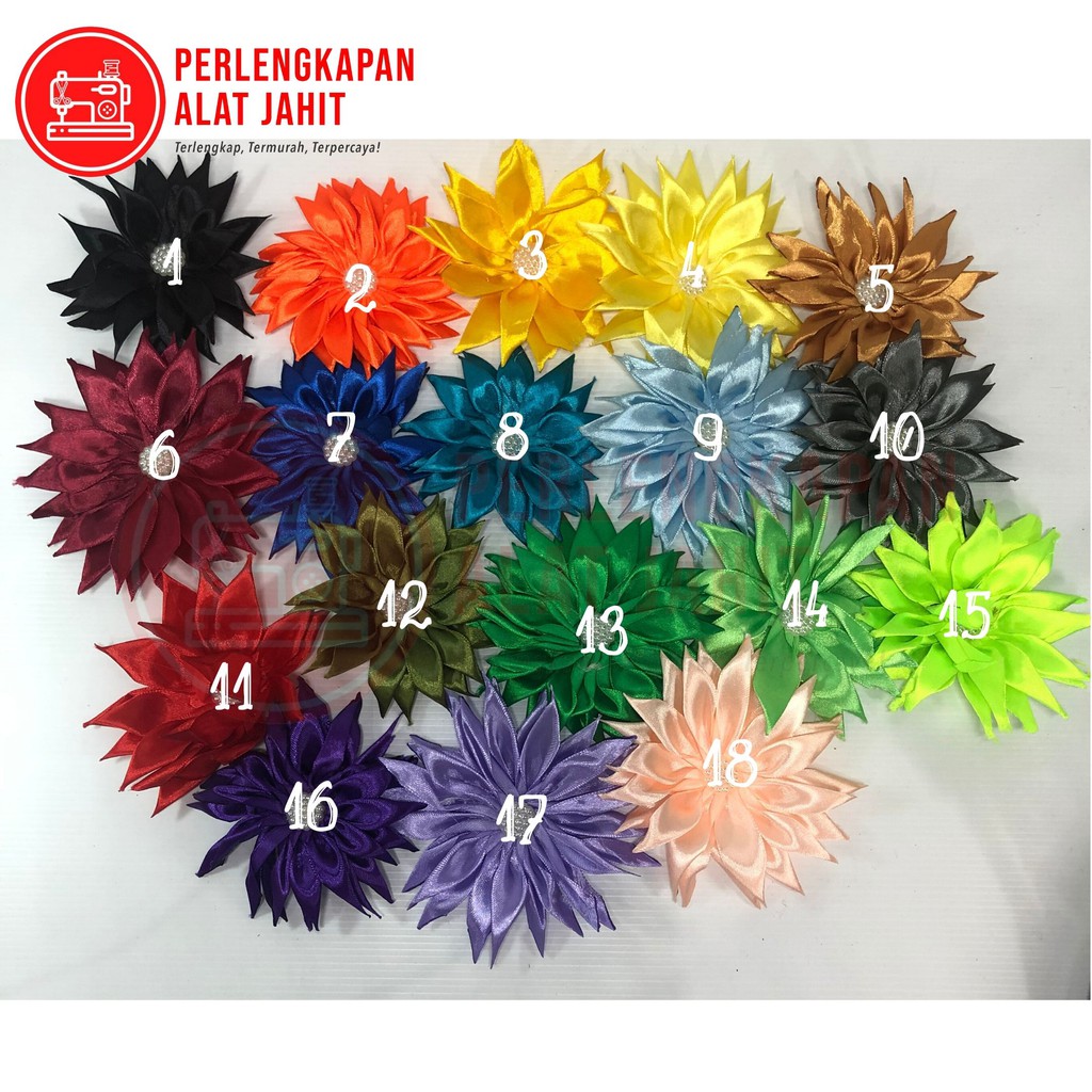 Bunga Satin Matahari, Aplikasi bunga, Aplikasi Baju, Aplikasi DIY, Aplikasi tempel, Bunga tempel