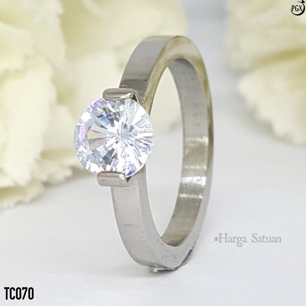 PGX Cincin Titanium Couple Tunangan Aksesoris Fashion Perhiasan Anti Karat - TC070