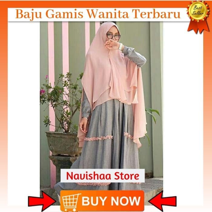 Baju Busana Muslim Wanita Gamis Syari Pesta Aiza Linen