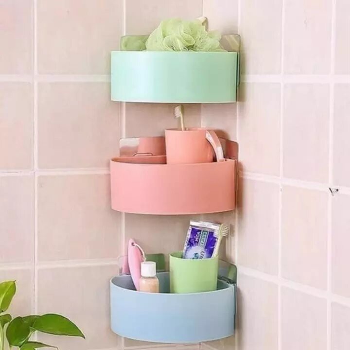 RAK SUDUT KAMAR MANDI DAPUR WASTAFEL - RAK SIKU SERBAGUNA PLASTIK ABS KUAT LANGSUNG TEMPEL