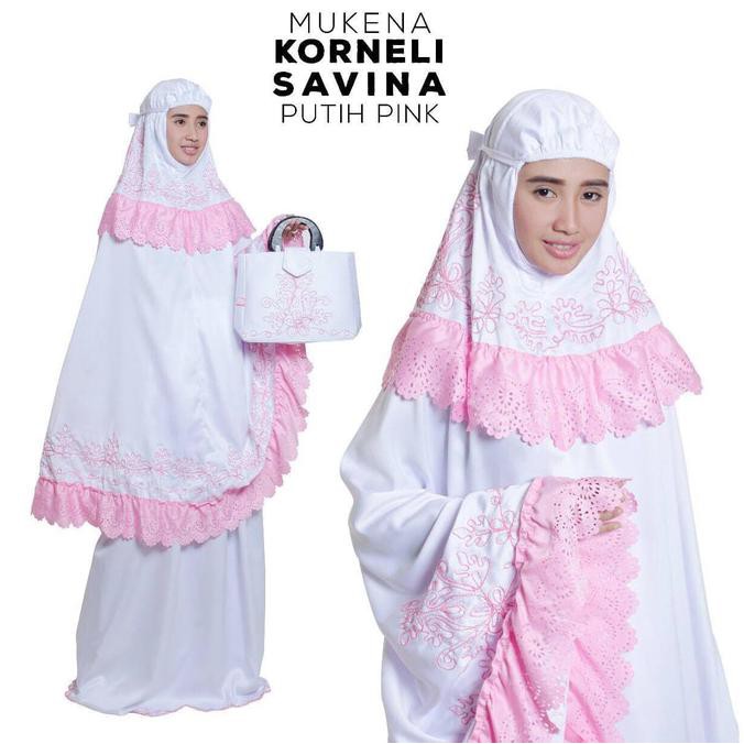 PRODUK TERBARU MUKENA SEMI SUTRA VELVET SAVINA DEWASA - PUTIH KEKINIAN MURAH GROSIR IMPORT ORIGINAL