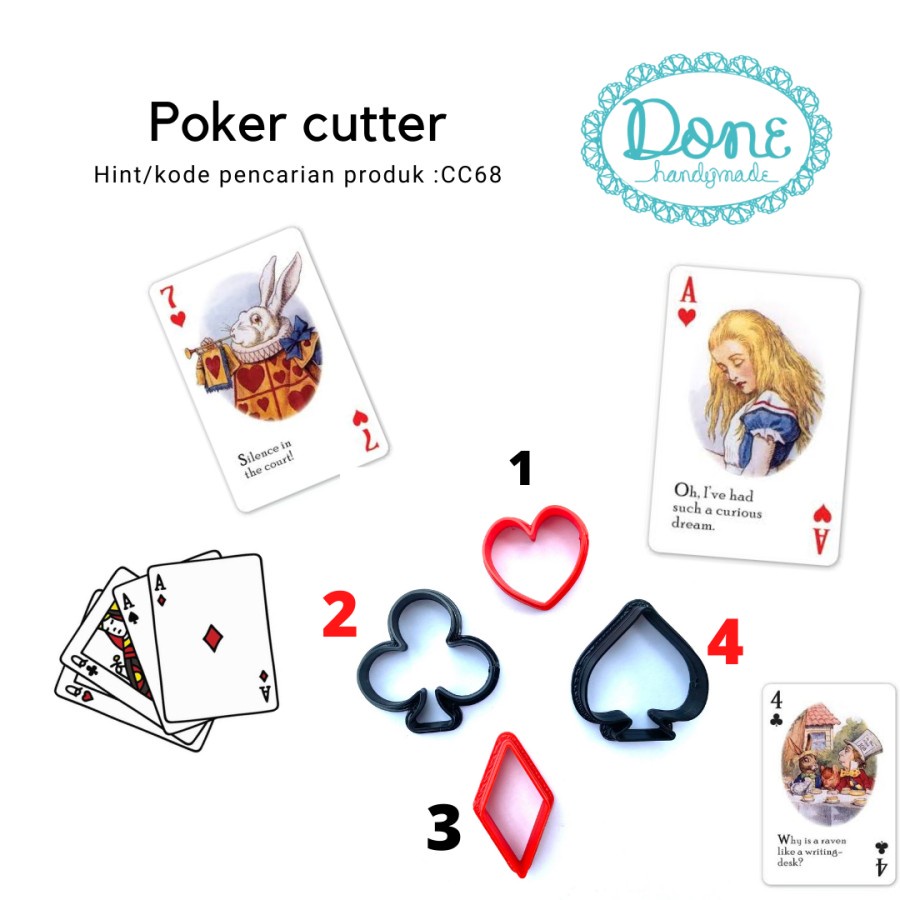 Cookie cutter clay cutter poker alice cetakan fondant kartu remi cc68