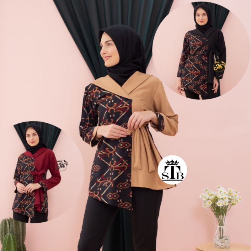 Kenongo BATIK Atasan - BATIK Wanita RISNA HRB026 Blus Batik Exsclusive SOLO M L XL XXL BB 021