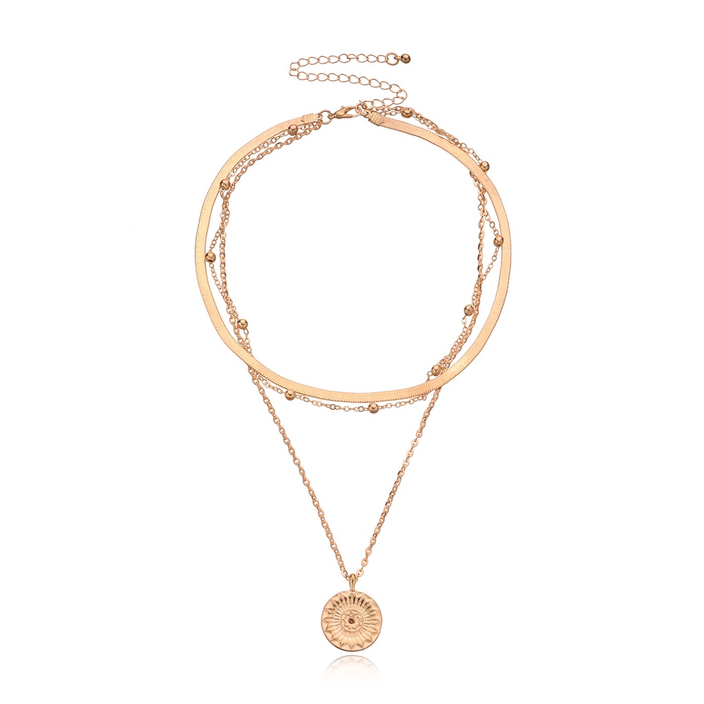 [ACKER] Lotus Gaya Bohemia paduan multilayer Rantai Kalung Untuk Wanita