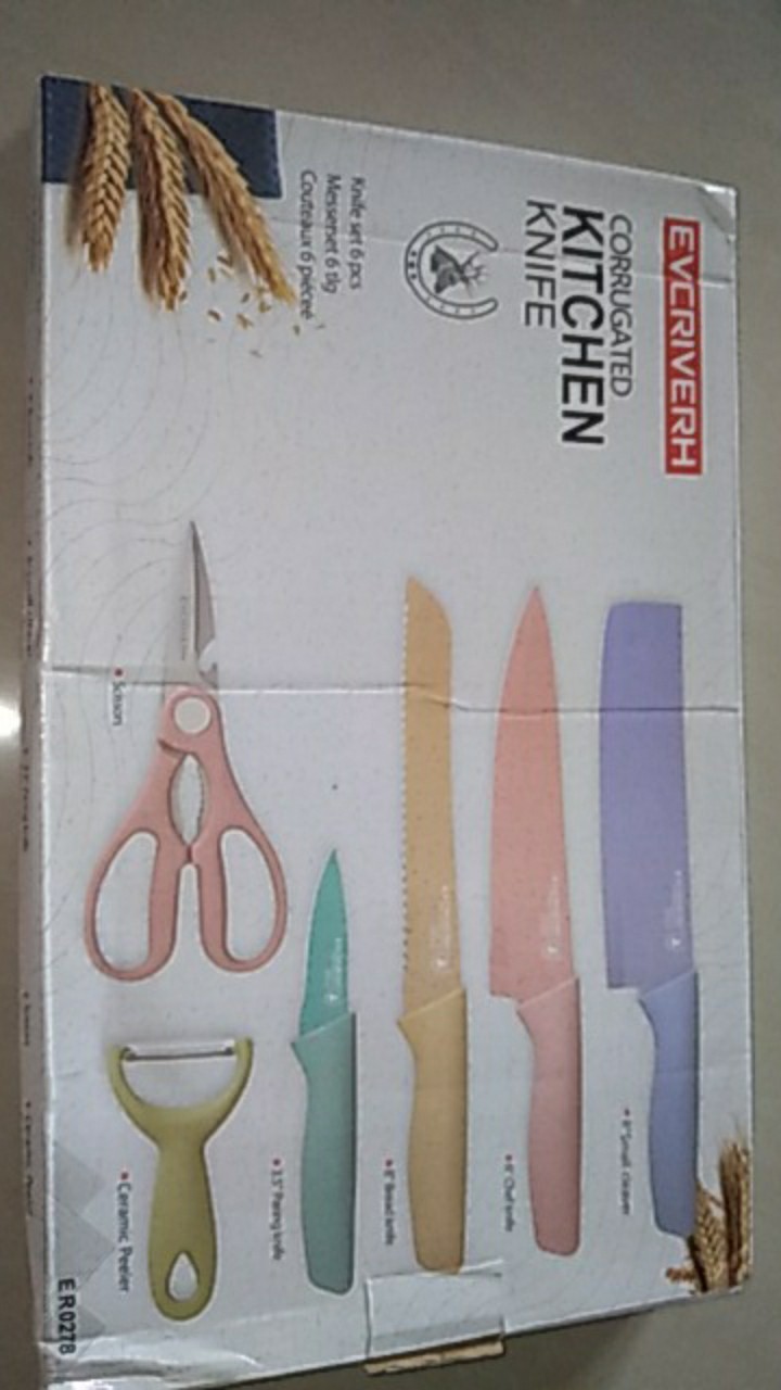 Anqi 1988 _ Pisau Set Evcrierh Stainless Dilapis Anti Lengket 1 Set Isi 6 Termurah