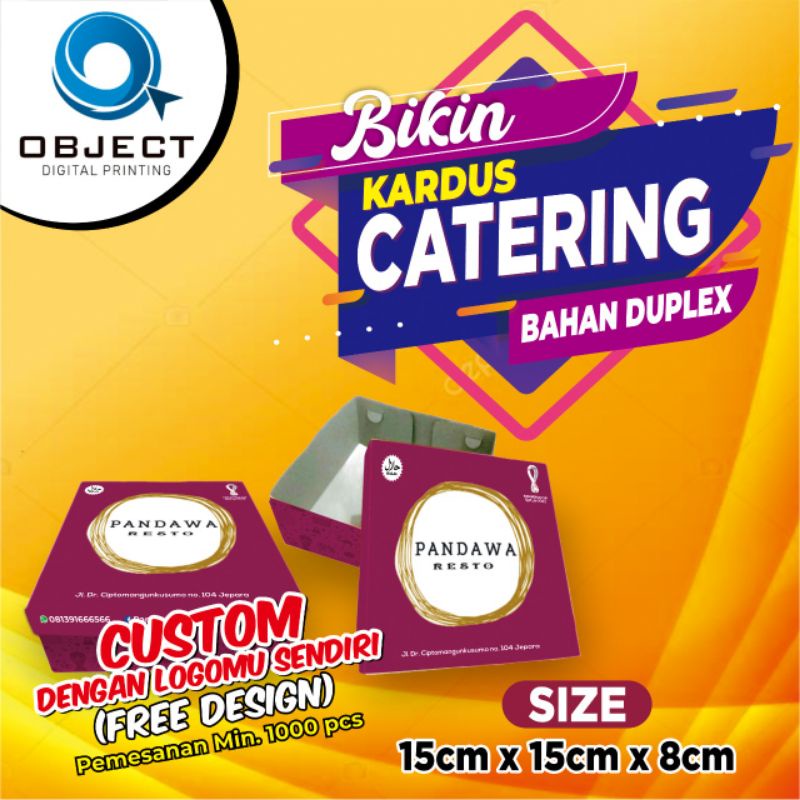 CETAK CUSTOM KARDUS /  BOX / PACKAGING NASI /  CATERING  15x15x8