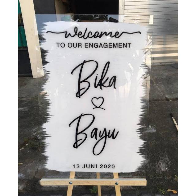 Welcome sign acrilyc wedding mahar akrilik 40x60cm