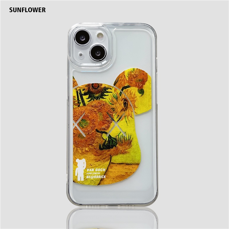 Case Transparan Motif Lukisan Cat Minyak Beruang Terkenal Untuk iPhone 13 13 Pro Max 12 Pro Max 11 X Xr Xs Max Xr 7 8 Plus