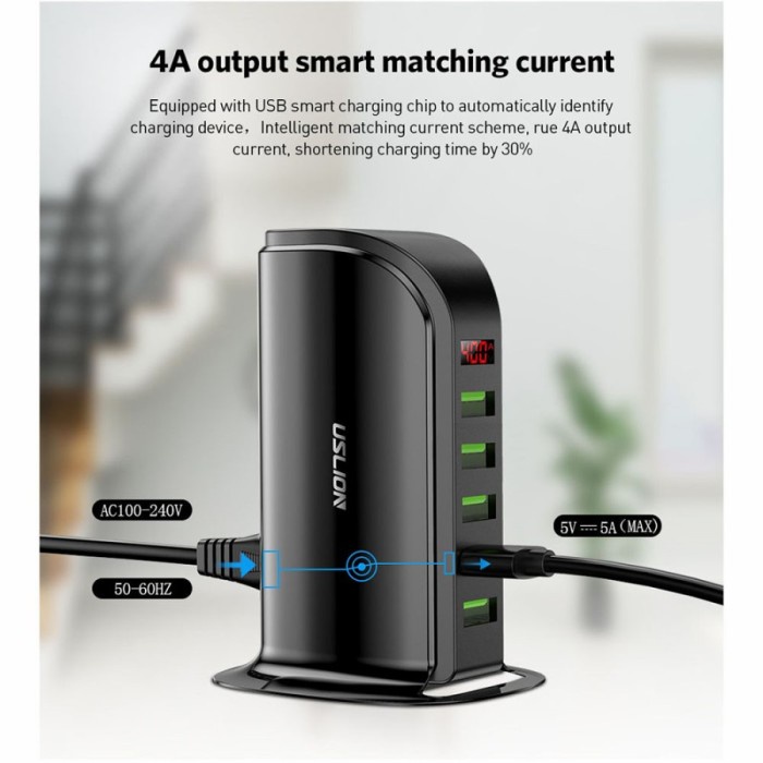 Colokan Standing smart Charger USB Hub 5 Port 4A Model Berdiri