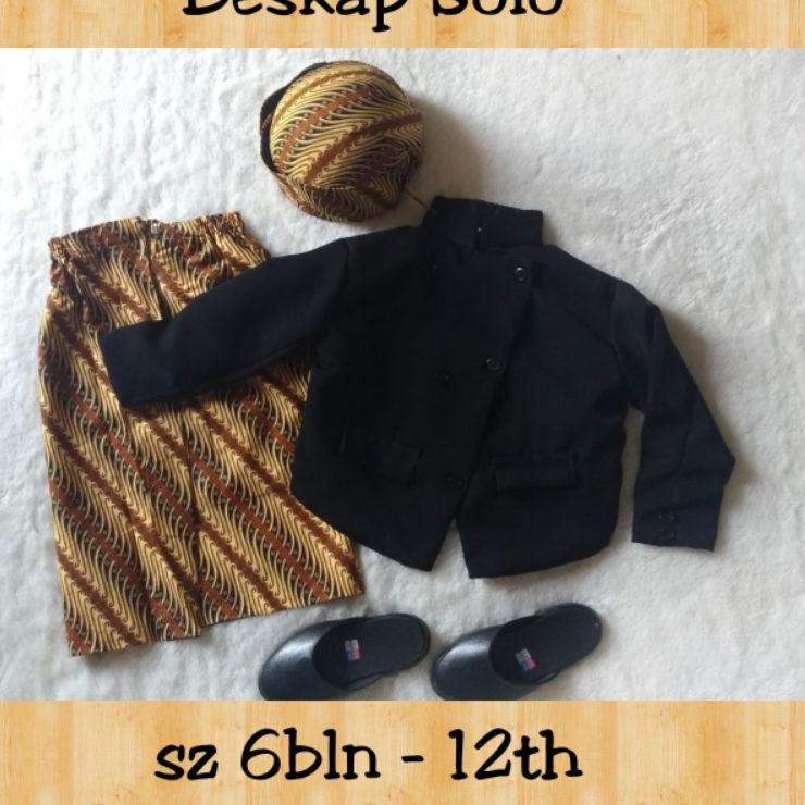 Ell31au22ᵀ ▫ BESKAP Baju Adat Jawa SOLO HITAM bahan halus adem lembut bayi anak SD SMP laki laki / t