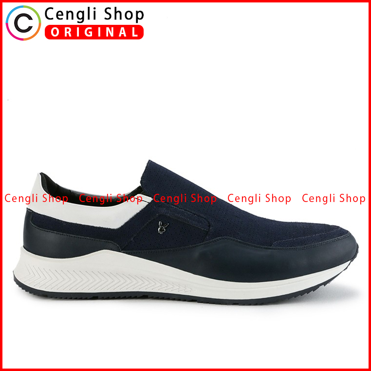 PLAYBOY SEPATU SLIP ON CASUAL PRIA BRANDED ORIGINAL BIRU NAVY PLH3