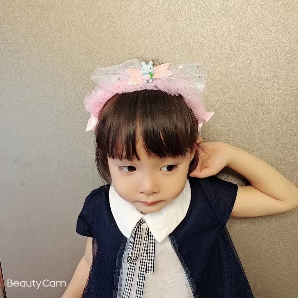 (Hello Girl)B48 Bando Anak Bando Mutiara Kelinci Import