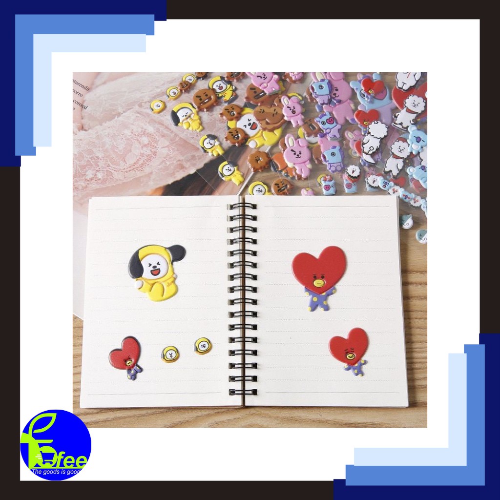 [IMPORT] ST70 Sticker BT21 Stiker Timbul 3D