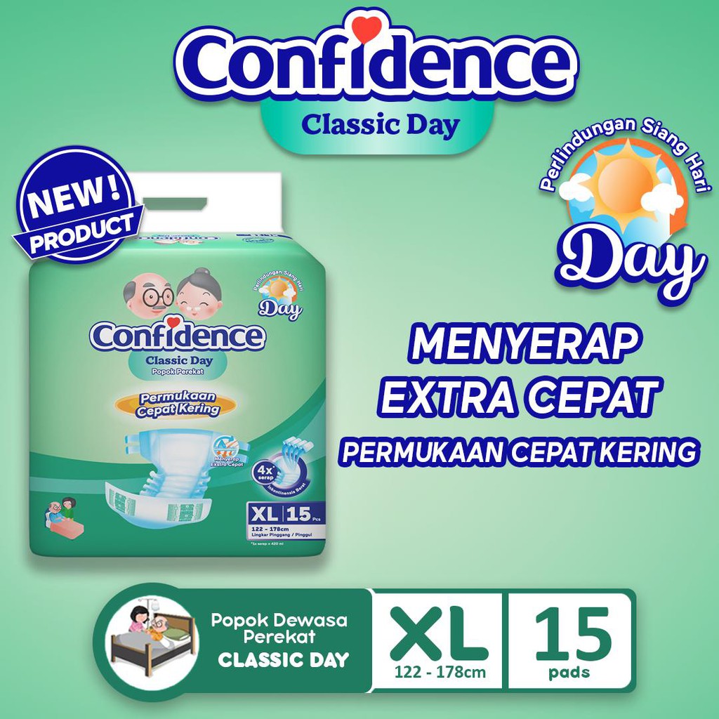 Confidence Classic Day Popok Perekat Dewasa XL15 - XL 15