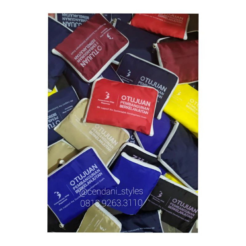 tas lipat belanja parasut custom sablon souvenir perusahaan pernikahan ulang tahun