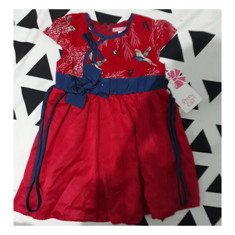 DRESS IMLEK ANAK PEREMPUAN BAJU DRESS MERAH PRETTY GIRL