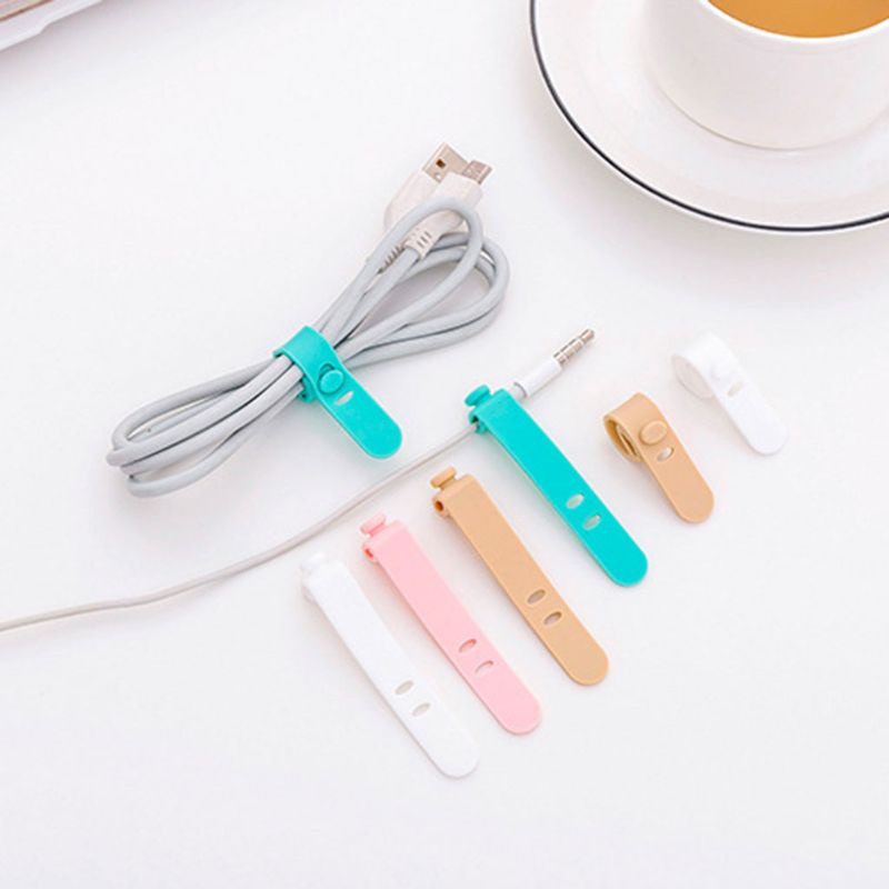 Cre 4pcs / Set Strap Silikon Pengikat Kabel Usb / Headphone