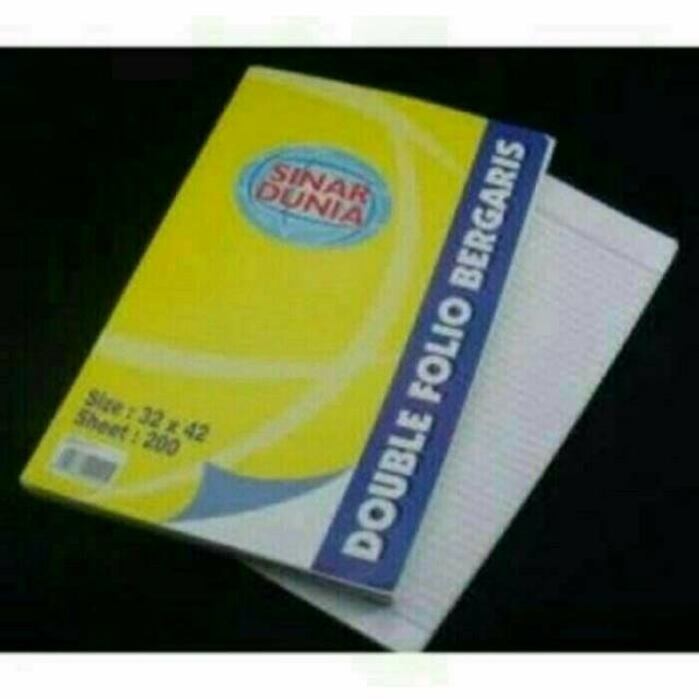 

Kertas folio bergaris 200 lembar sinar dunia / double folio sidu