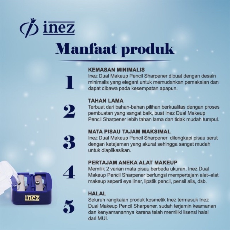 Inez Dual Makeup Pencil Sharpener / Rautan Pensil Alis Dan Lipstik Pensil