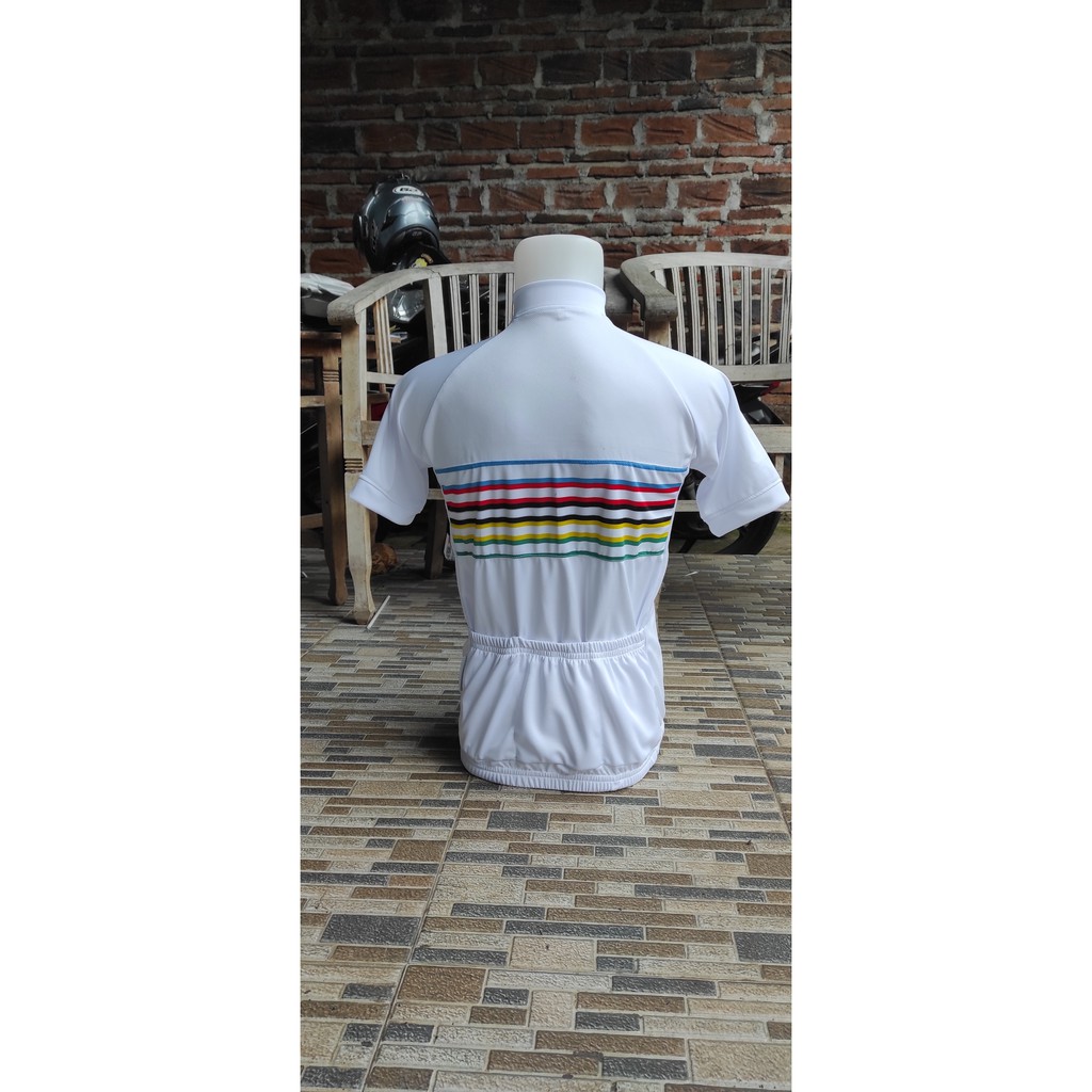 SALE JERSEY ROADBIKE JERSEY SEPEDA PUTIH MOTIF RAINBOW