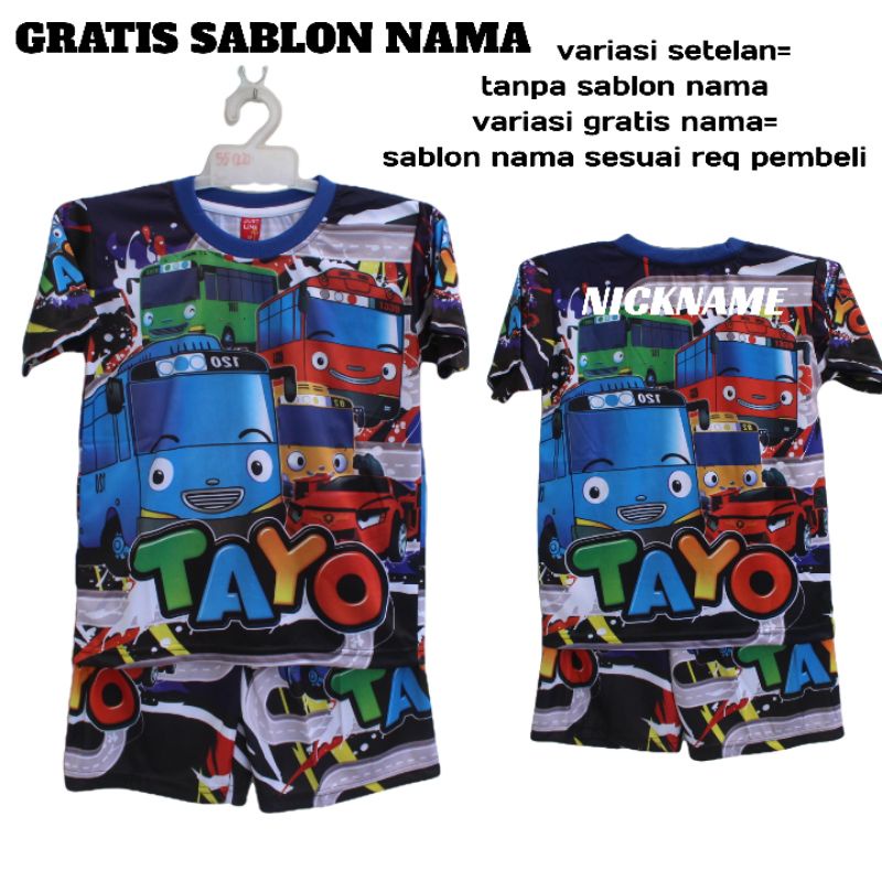 Setelan baju harian tayotayo full printing