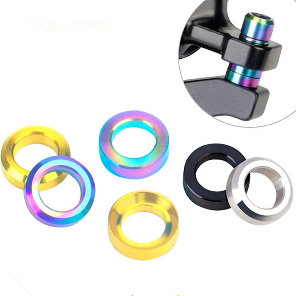 LANFY Bicycle Parts Bicycle Washers 4Pcs/set Washer Rings Concave And Convex Cycling Bicycle Brake Disc Brake Titanium Mountain Bike BMX Bike Bicycle Spacer/Multicolor