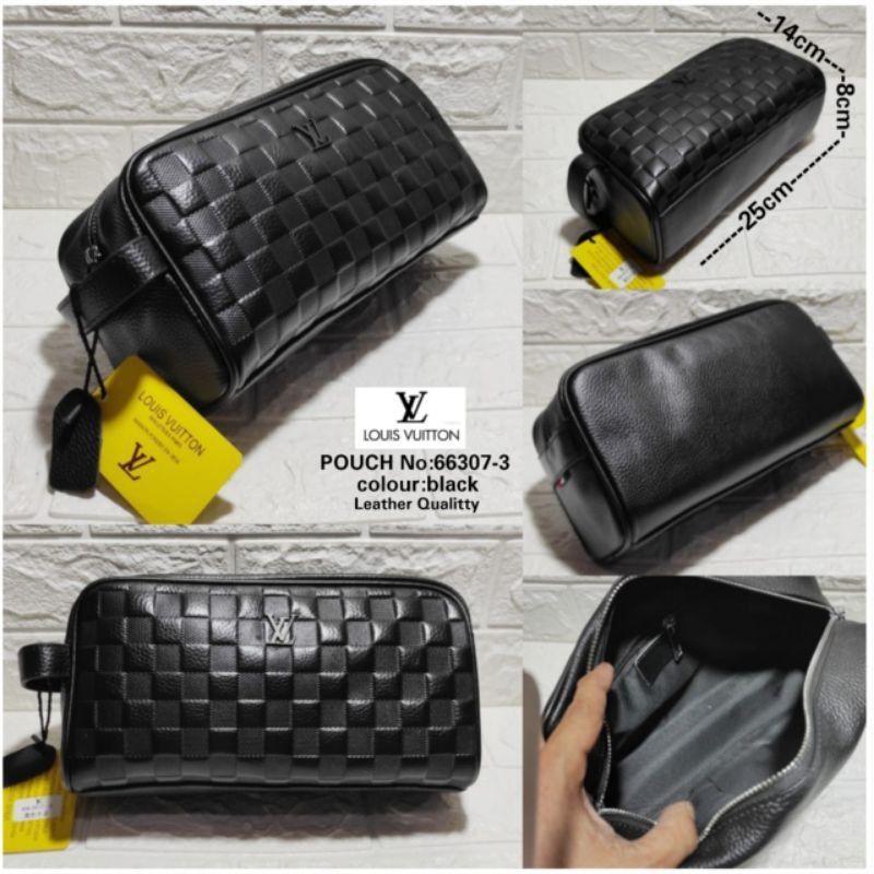 Pouch Bag LV Damier Embos/Tas Tangan Leather/Handbag Lv Kulit asli import