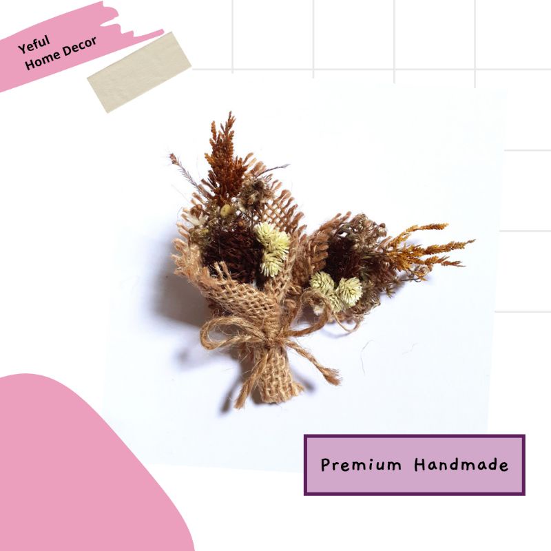 Buket Bunga Kering  Mini Kecil Aesthetic Untuk Hampers Box Wisuda Wedding Souvenir DRIED BUCKET FLOW