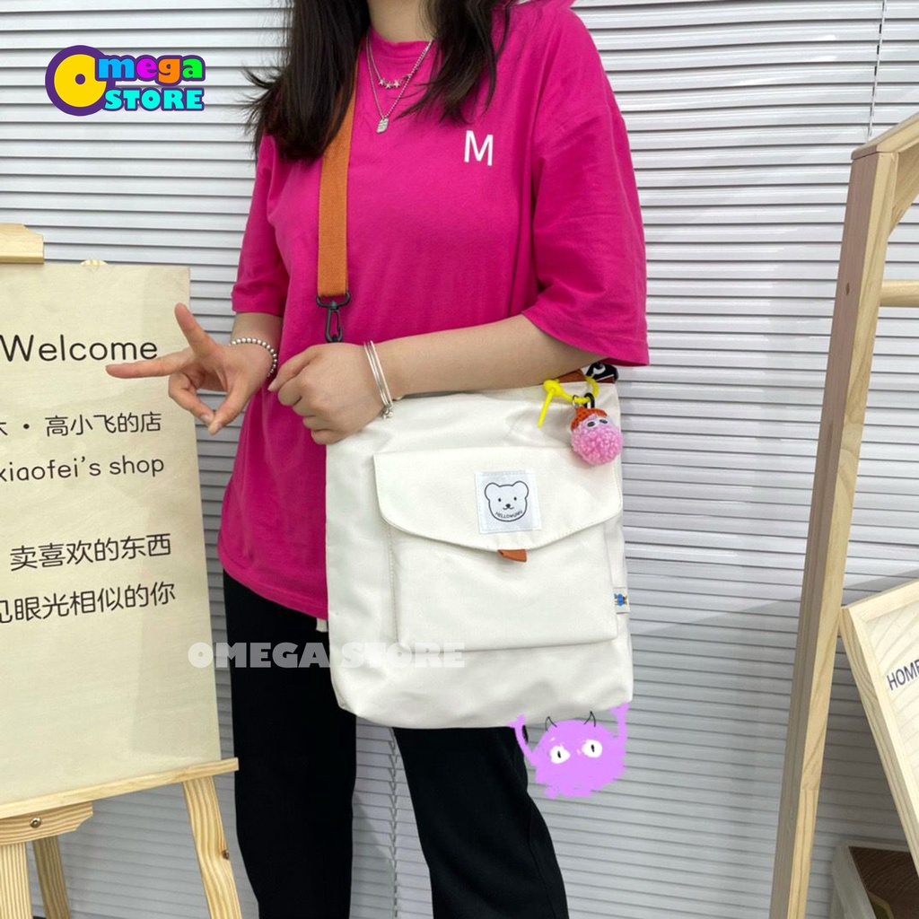 Tote Bag Wanita Resleting Tas Selempang Wanita Bahan Kanvas Tas Sekolah Anak Perempuan Fashion Korea Terbaru - 251