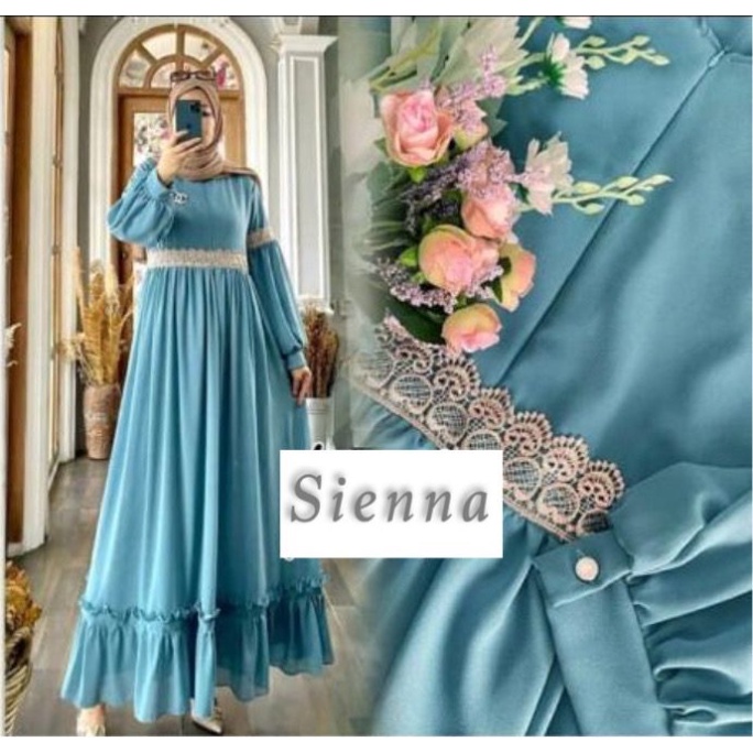 SIENNA Ceruty | S M L XL XXL XXXL 5L | Baju Gamis Wanita Polos Jumbo-5