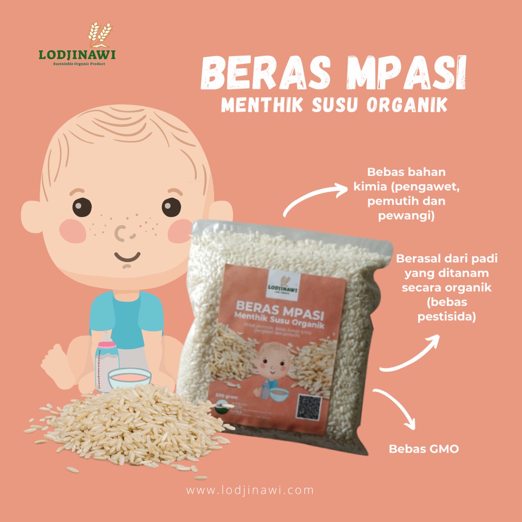 

Beras Putih Sehat MPASI Organik Menthik Susu Kemasan 500 gram