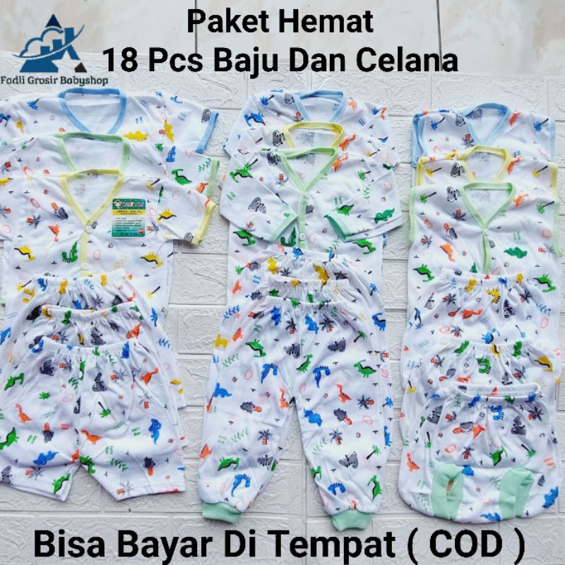 18 Pcs Baju Celana Bayi Newborn Bis Putih Termurah